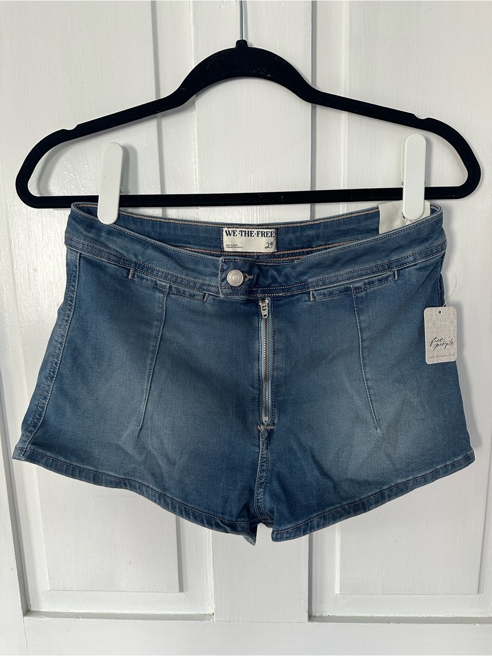 We The Free Honeycomb High Rise Denim Brief Micro Shorts in Ripple Reflect